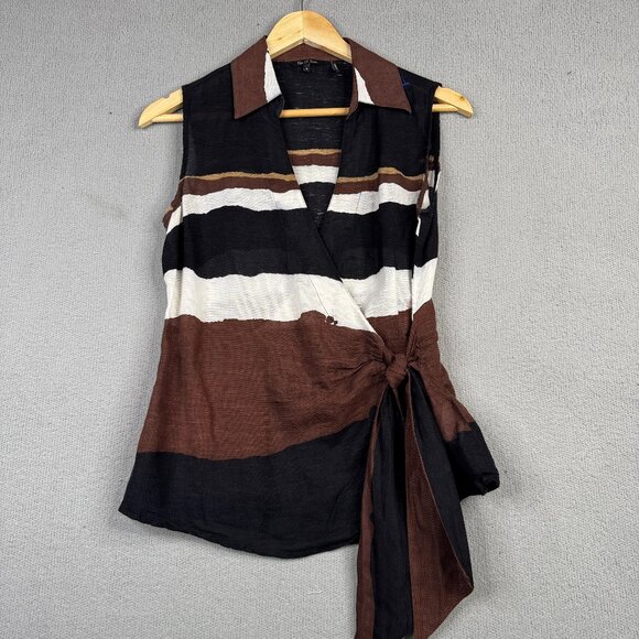 Striped Brown and Black Women's Top - Picture 1 of 10